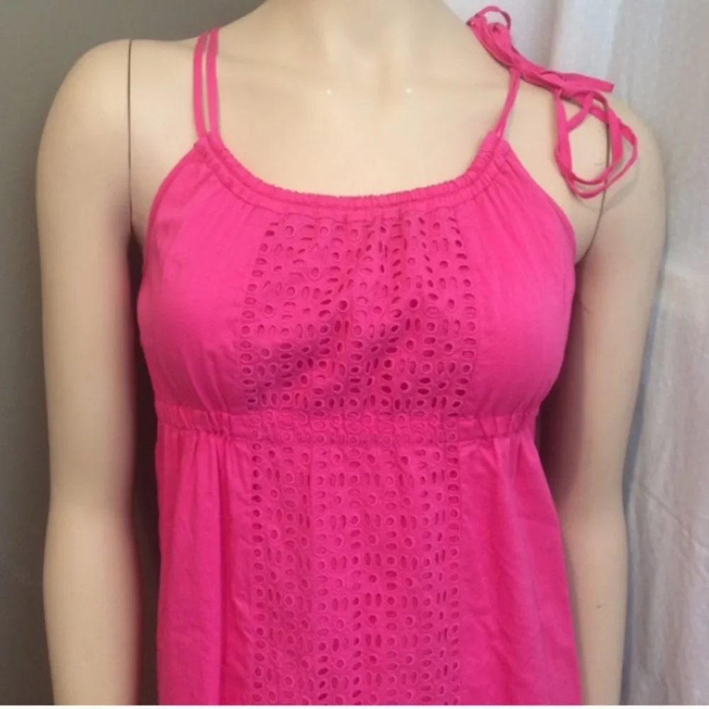 J Crew pink cotton eyelet summer mini dress
